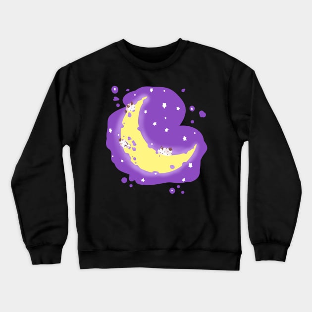 Sea Bunnies On The Moon Crewneck Sweatshirt by Candycrypt